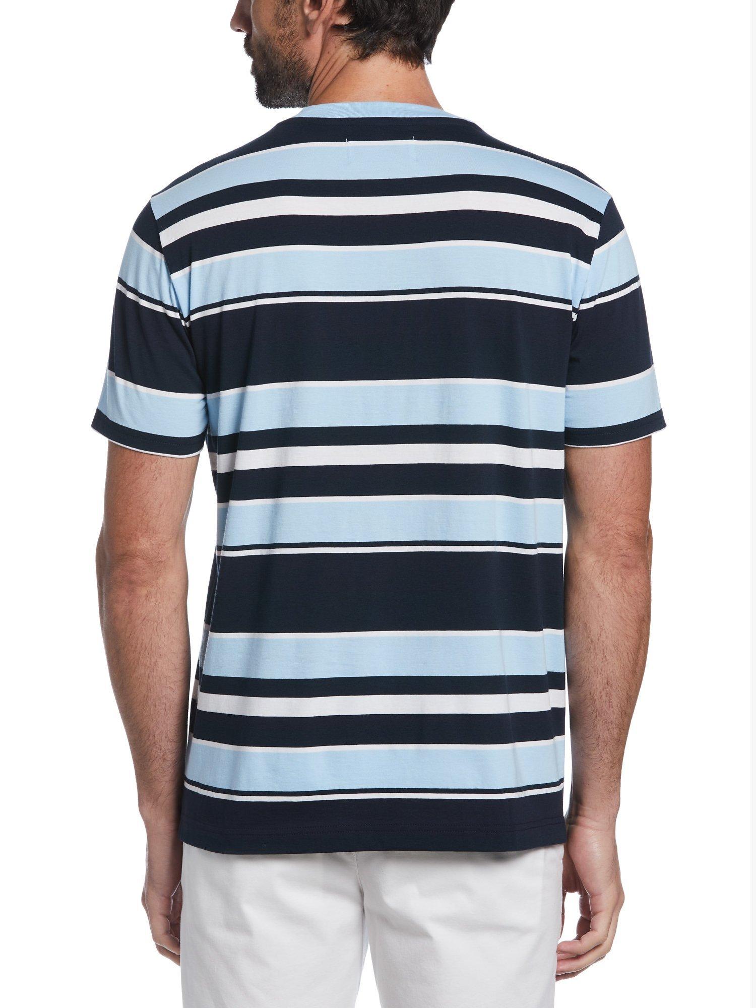 Original Penguin Fashion Stripe T-Shirt, 496 Cerulean, S