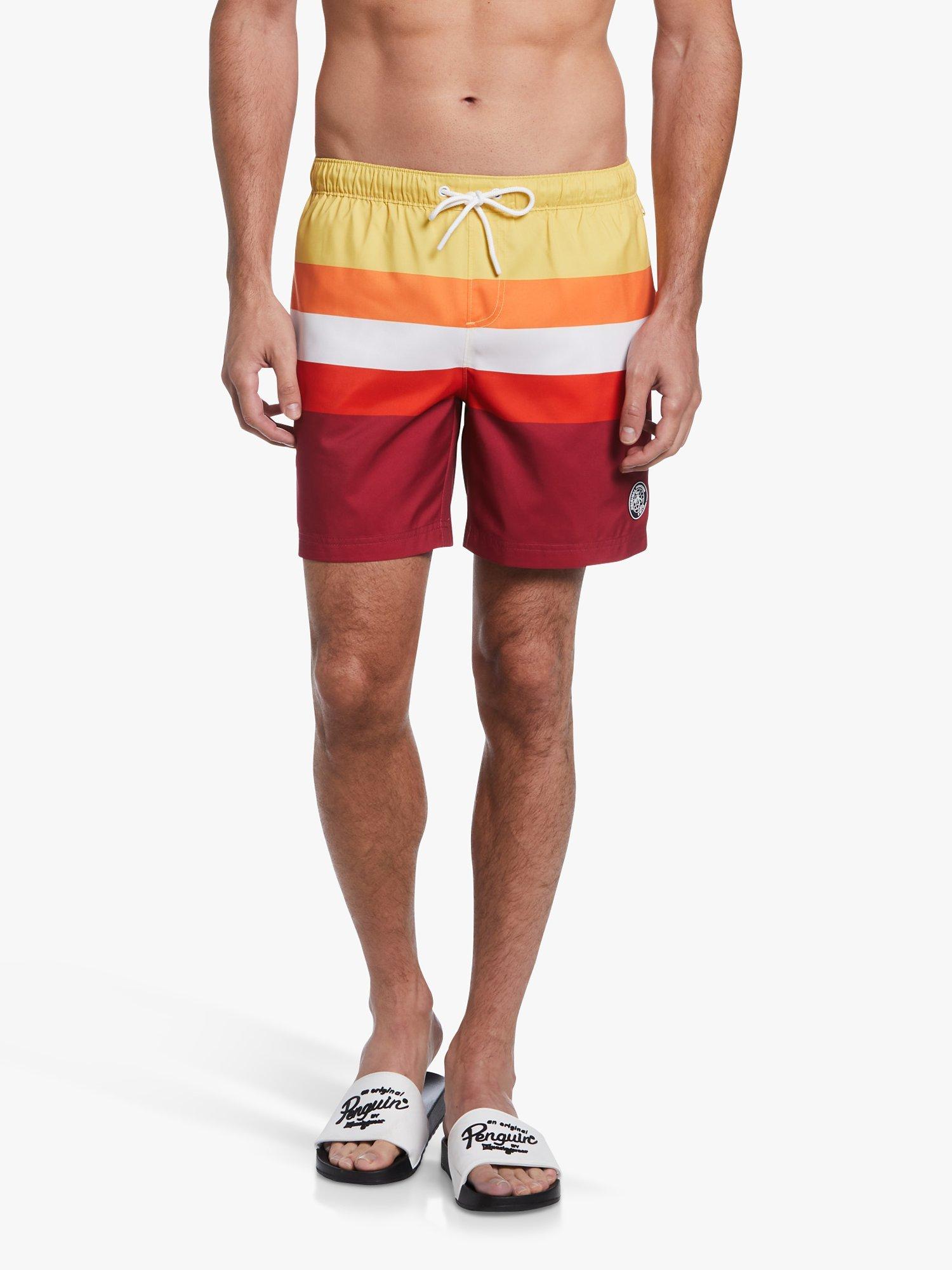 Original Penguin Multi Stripe Swim Shorts, 616 Sangria