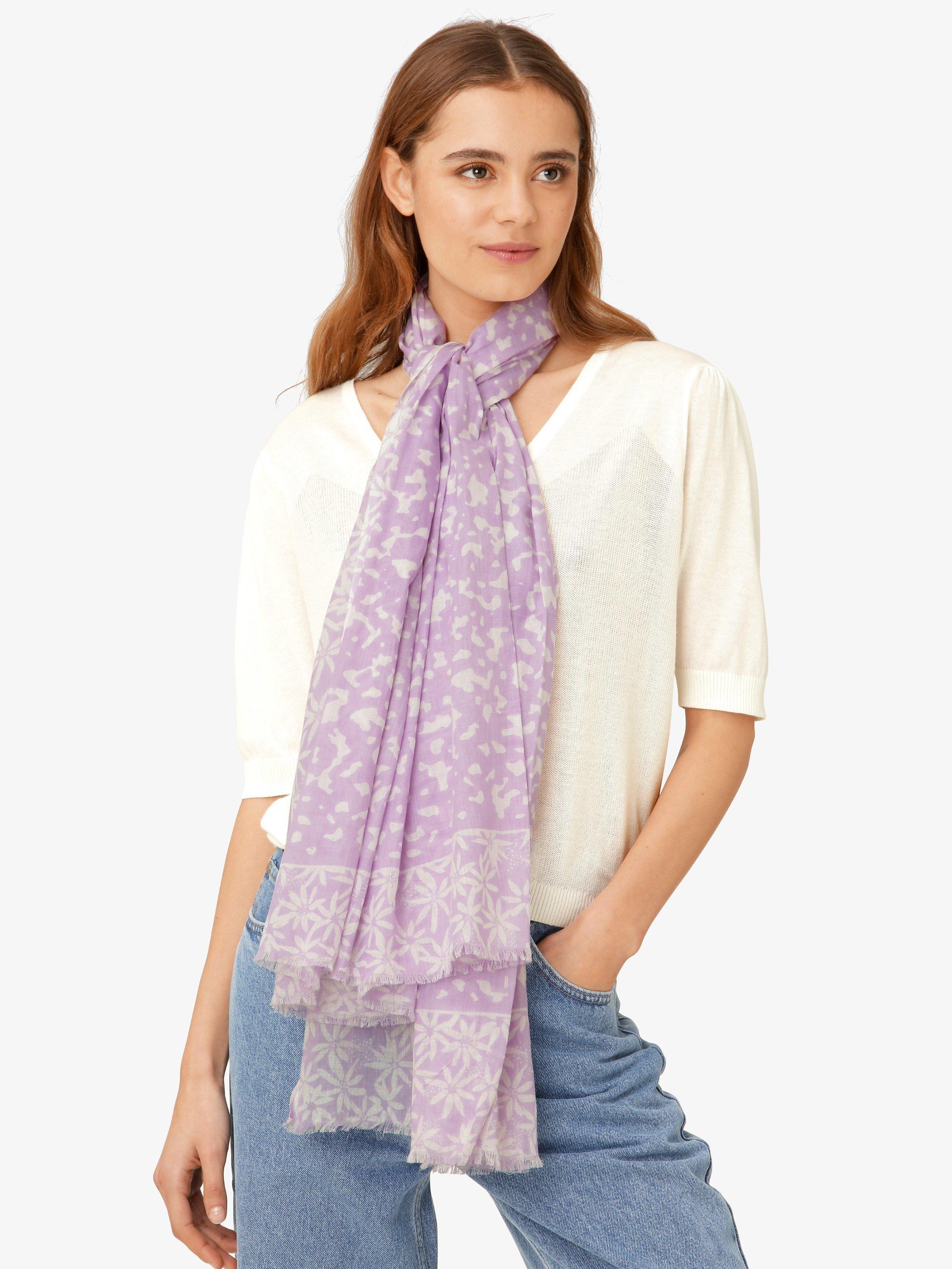 Unmade Copenhagen Cheryl Floral Organic Cotton Scarf, White/Purple
