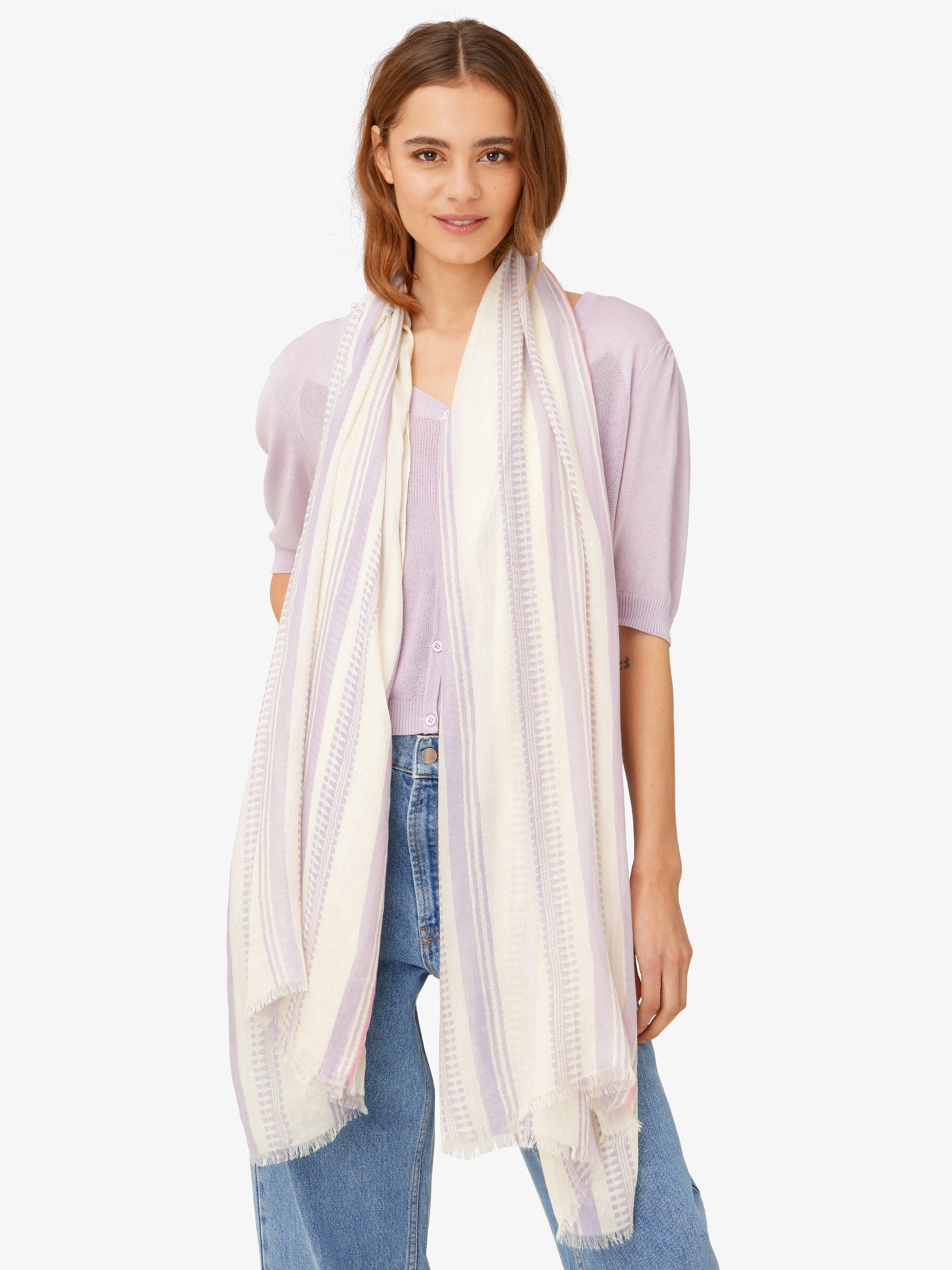 Unmade Copenhagen Bonita Stripe Scarf, White/Purple, One Size