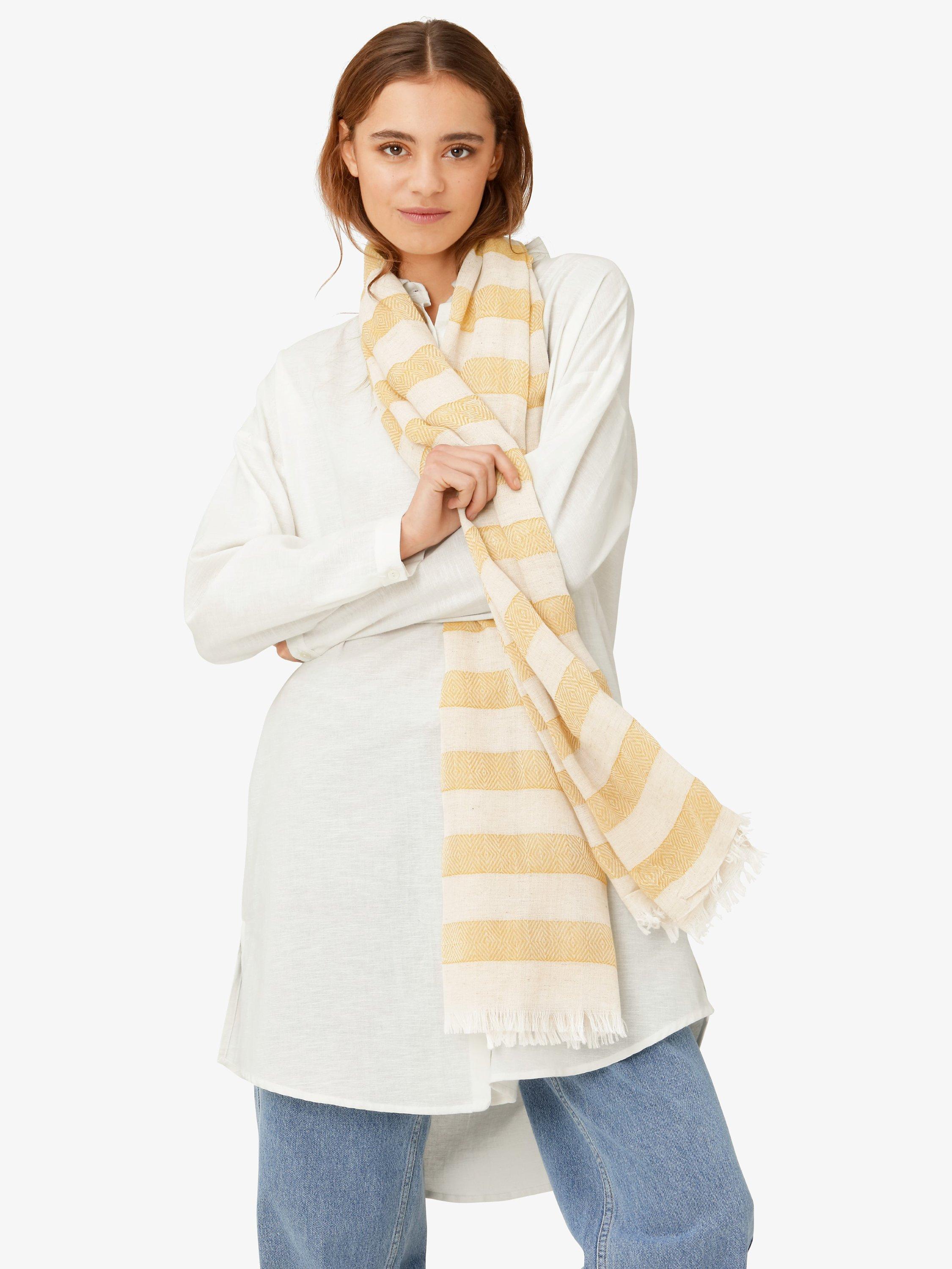 Unmade Copenhagen Tezza Stripe Scarf, Art White/Yellow, One Size