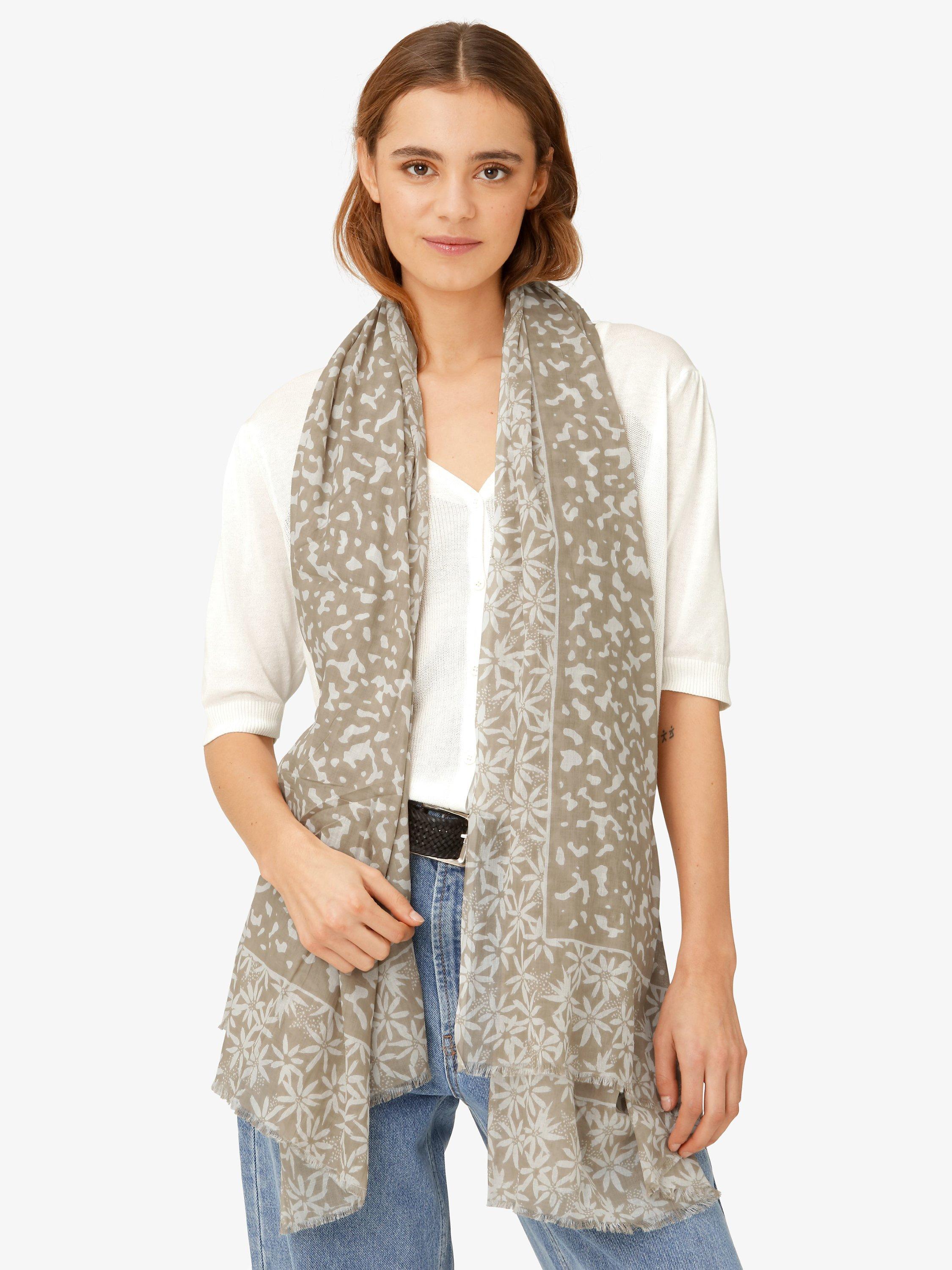 Unmade Copenhagen Cheryl Floral Organic Cotton Scarf, White/Beige