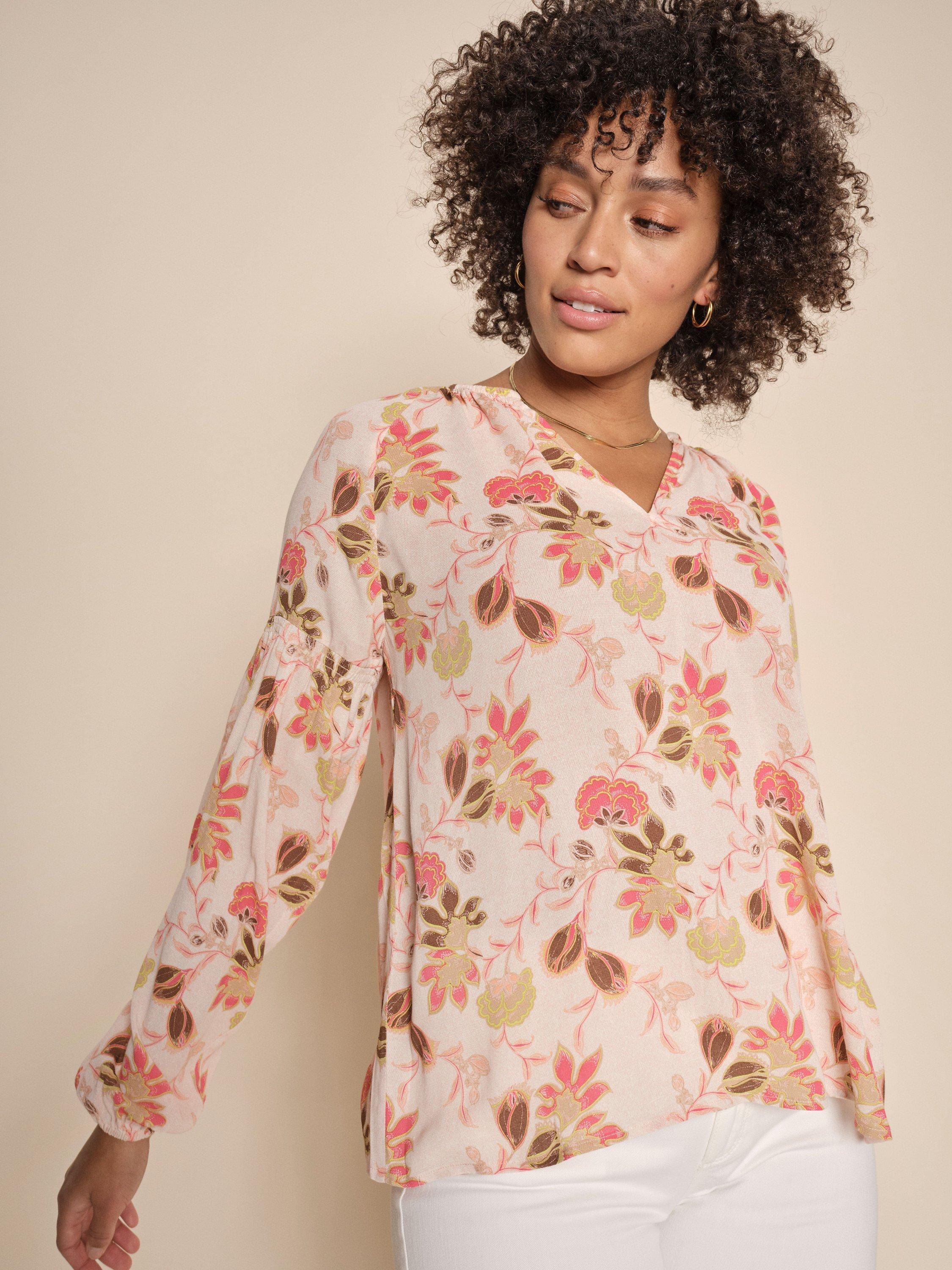 MOS MOSH Tjana Fleur Floral Printed Blouse, Pink