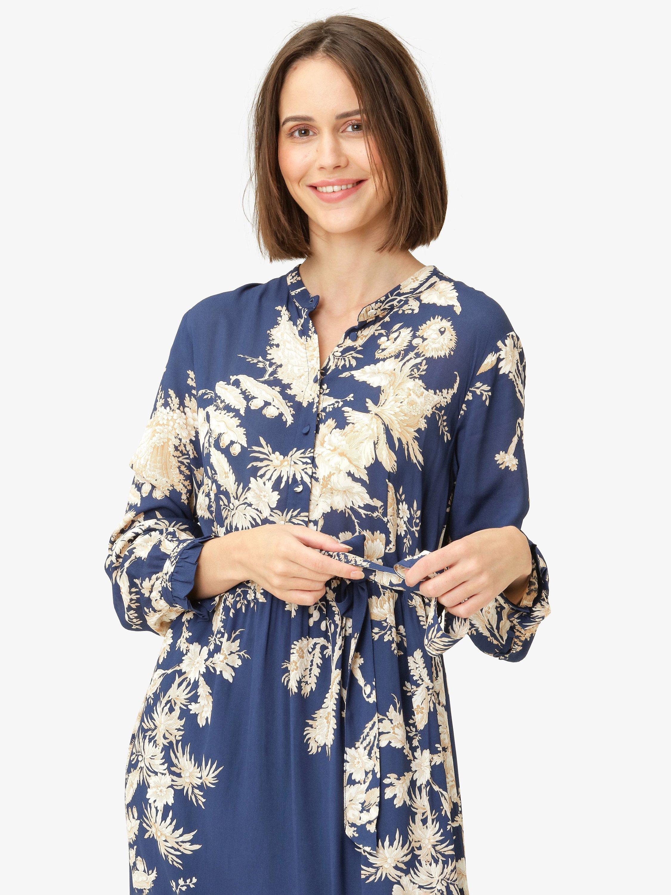 Product image 3 of 7, which shows Noa Noa Philippa Floral Shirt Dress, Blue/Beige, 6