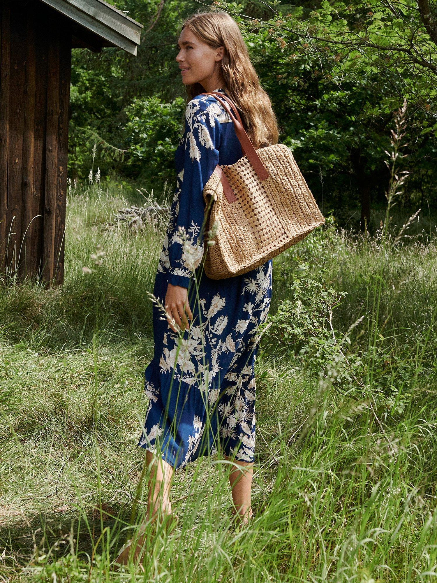 Product image 6 of 7, which shows Noa Noa Philippa Floral Shirt Dress, Blue/Beige, 6
