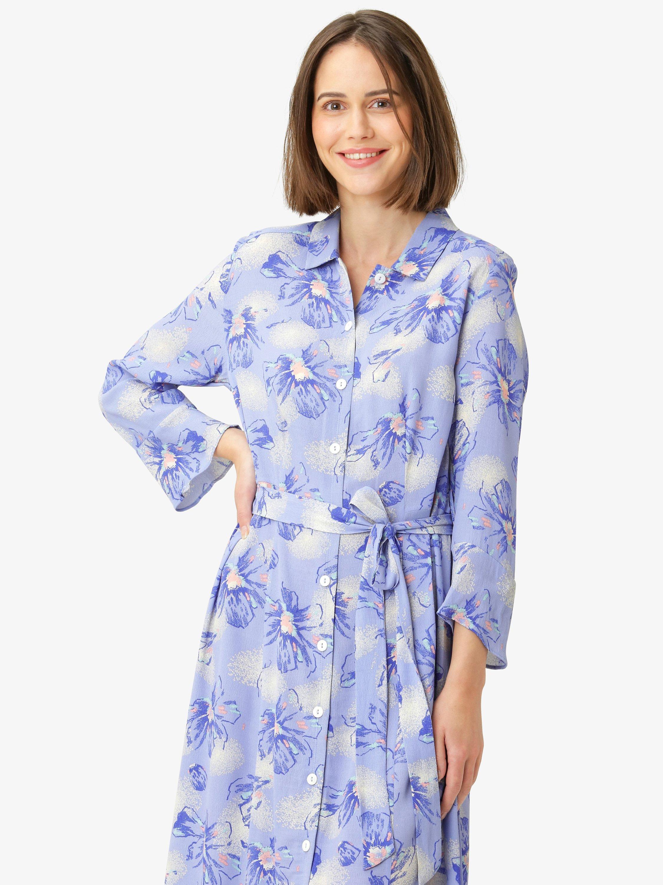 Product image 3 of 5, which shows Noa Noa Liva Floral Print Midi Dress, Blue/Rose, 6