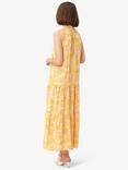 Noa Noa Dima Floral Print Tiered Halter Neck Maxi Dress, Yellow/Peach