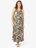 Noa Noa Mena Geometric Striped Halter Neck Maxi Dress, Off White/Black