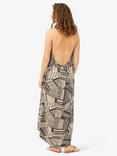 Noa Noa Mena Geometric Striped Halter Neck Maxi Dress, Off White/Black