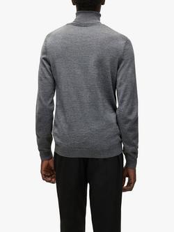 BOSS Musso Wool Basic Roll Neck Jumper - view 2, Medium Grey