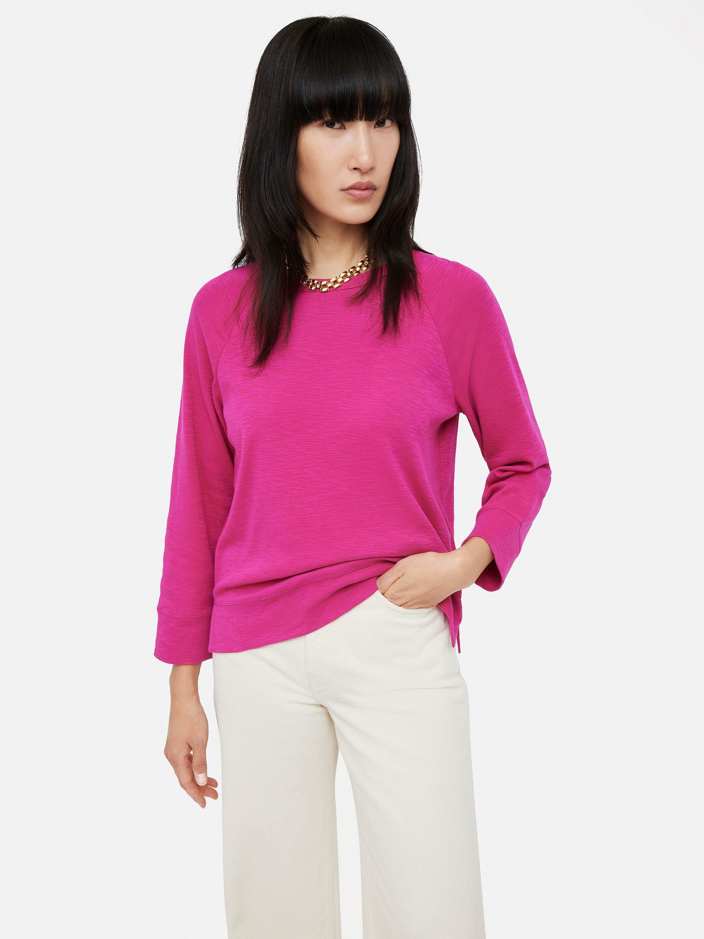 Jigsaw Cotton Slub Long Sleeve T-Shirt, Pink