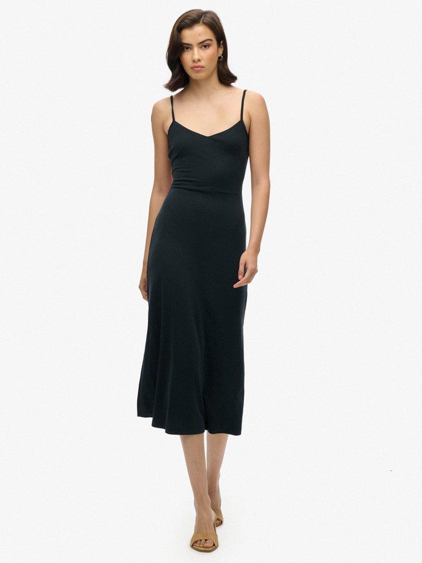 Product image 1 of 7, which shows Superdry Jersey Open Back Dress, Black, 6