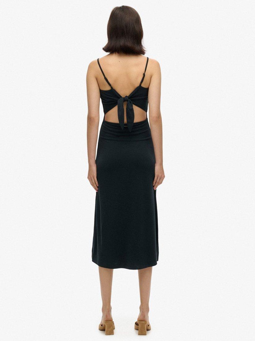 Product image 2 of 7, which shows Superdry Jersey Open Back Dress, Black, 6