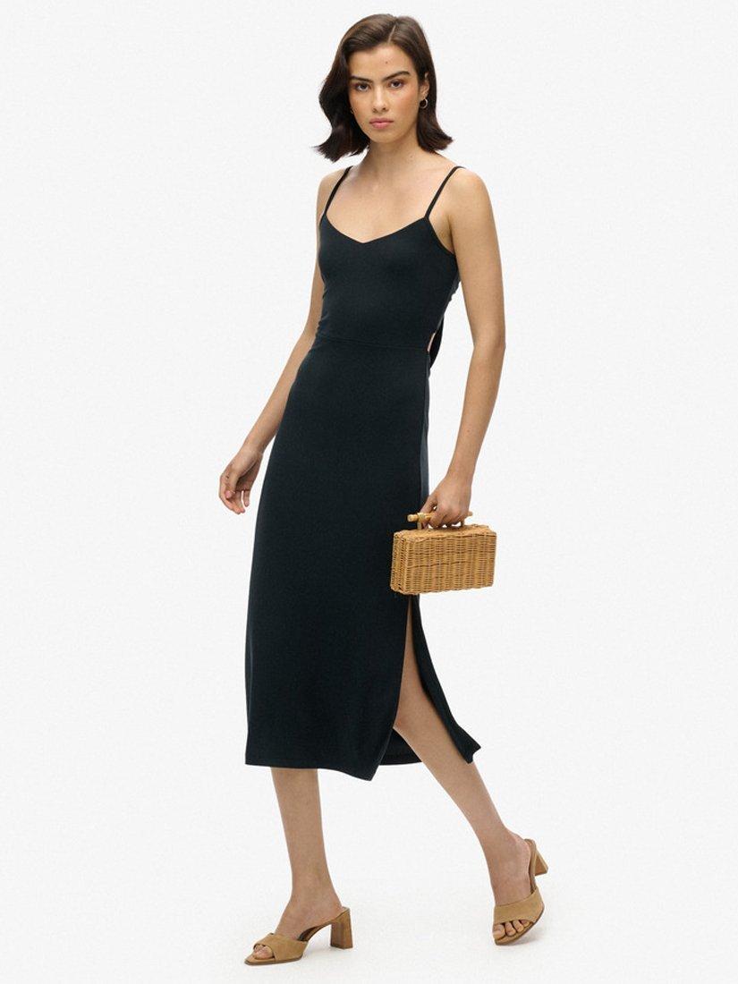 Product image 3 of 7, which shows Superdry Jersey Open Back Dress, Black, 6