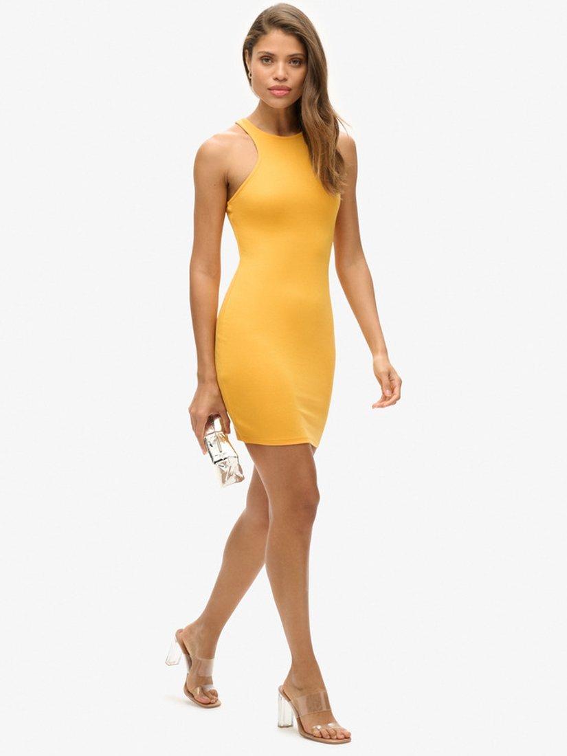 Product image 6 of 7, which shows Superdry Jersey Racer Mini Dress, Solar Yellow, 6