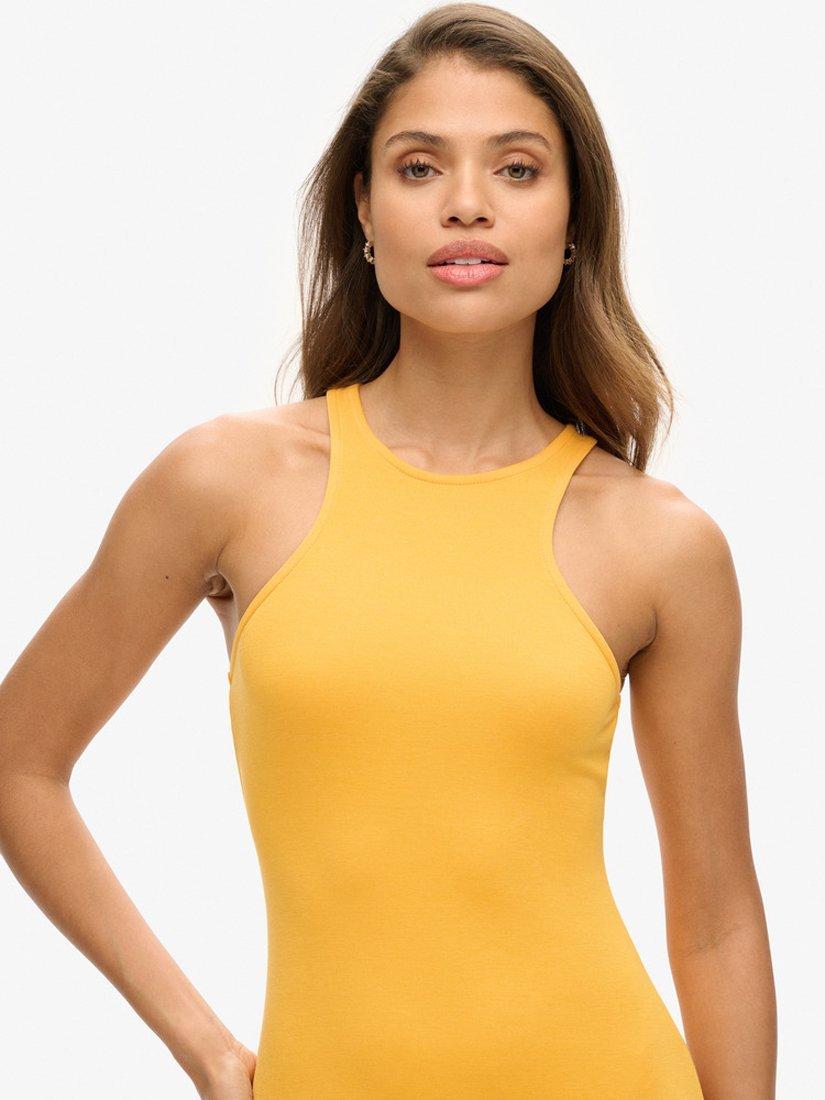 Product image 7 of 7, which shows Superdry Jersey Racer Mini Dress, Solar Yellow, 6