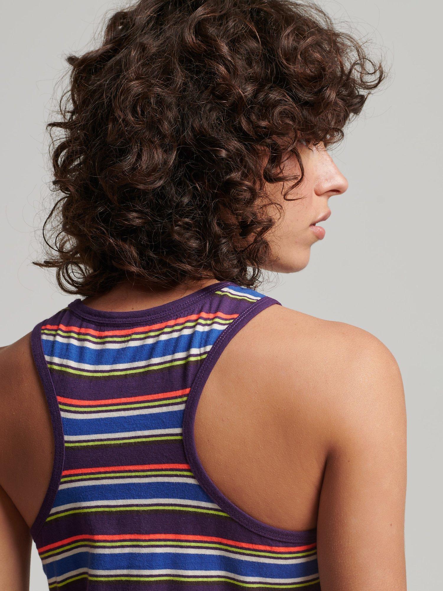 Product image 5 of 5, which shows Superdry Vintage Stripe Racer Dress, Choco Brown Stripe, 6