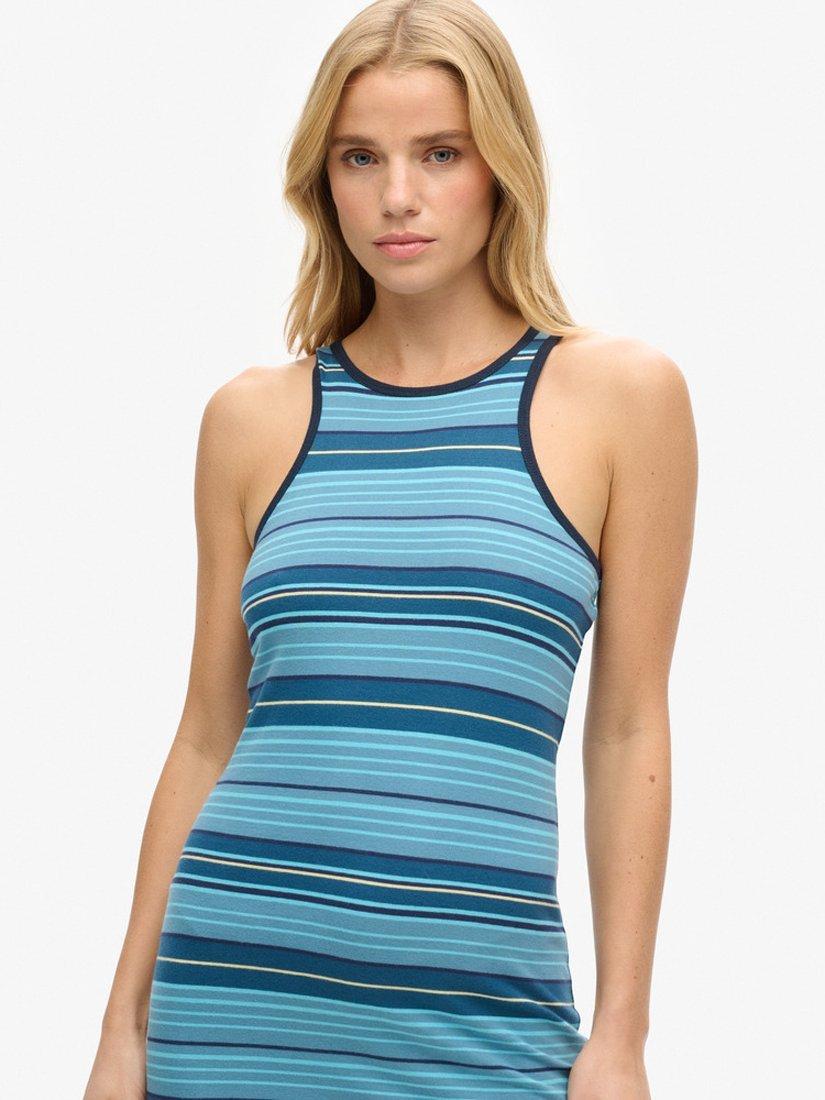 Product image 5 of 5, which shows Superdry Vintage Stripe Racer Dress, Tonal Blue Stripe, 6