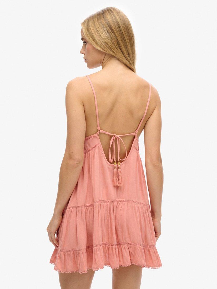 Product image 2 of 4, which shows Superdry Mini Beach Cami Dress, Desert Sand Pink, 6