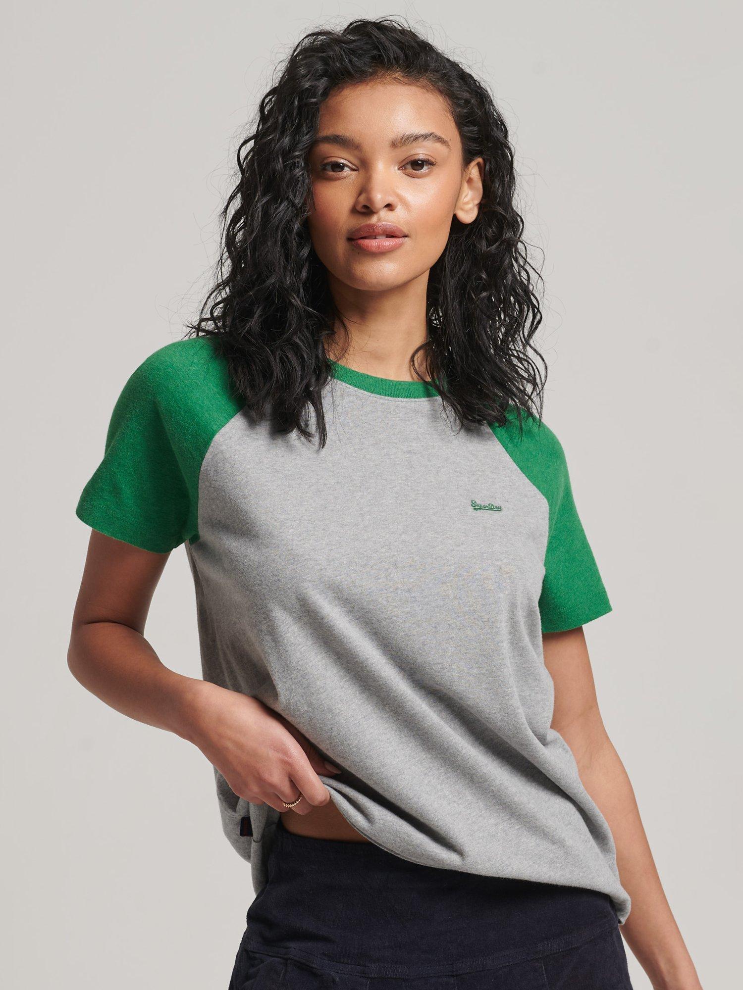Superdry Vintage Baseball T-Shirt, Field Green/Grey