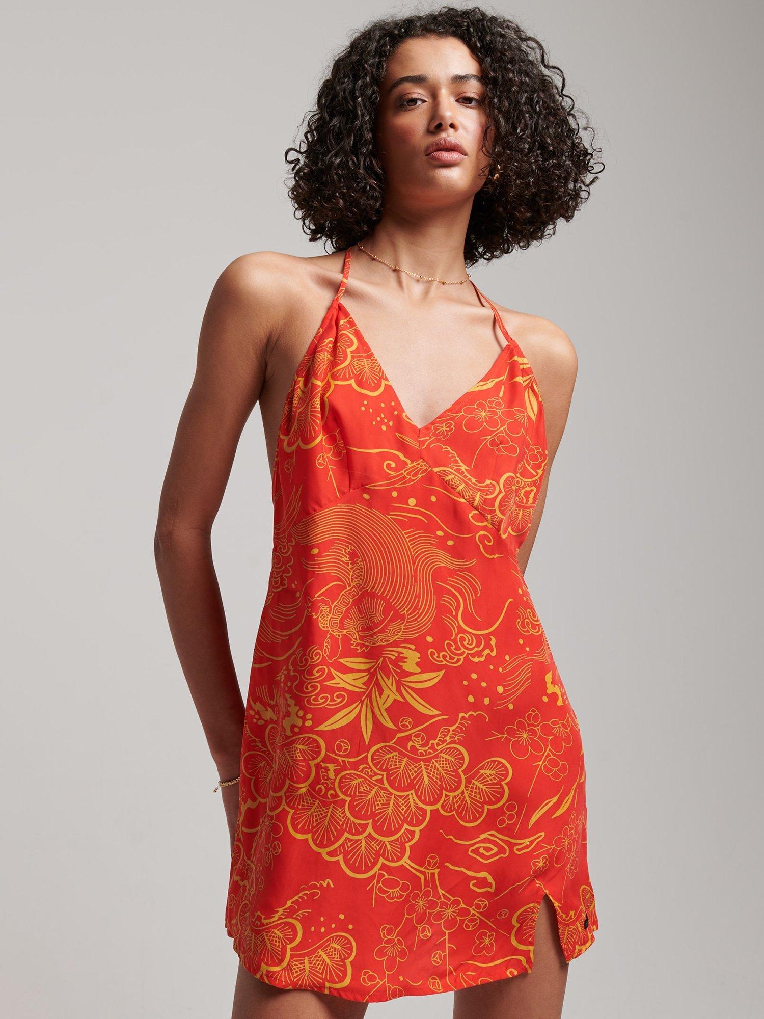 Superdry Mini Slip Halter Dress, Horaizu Red