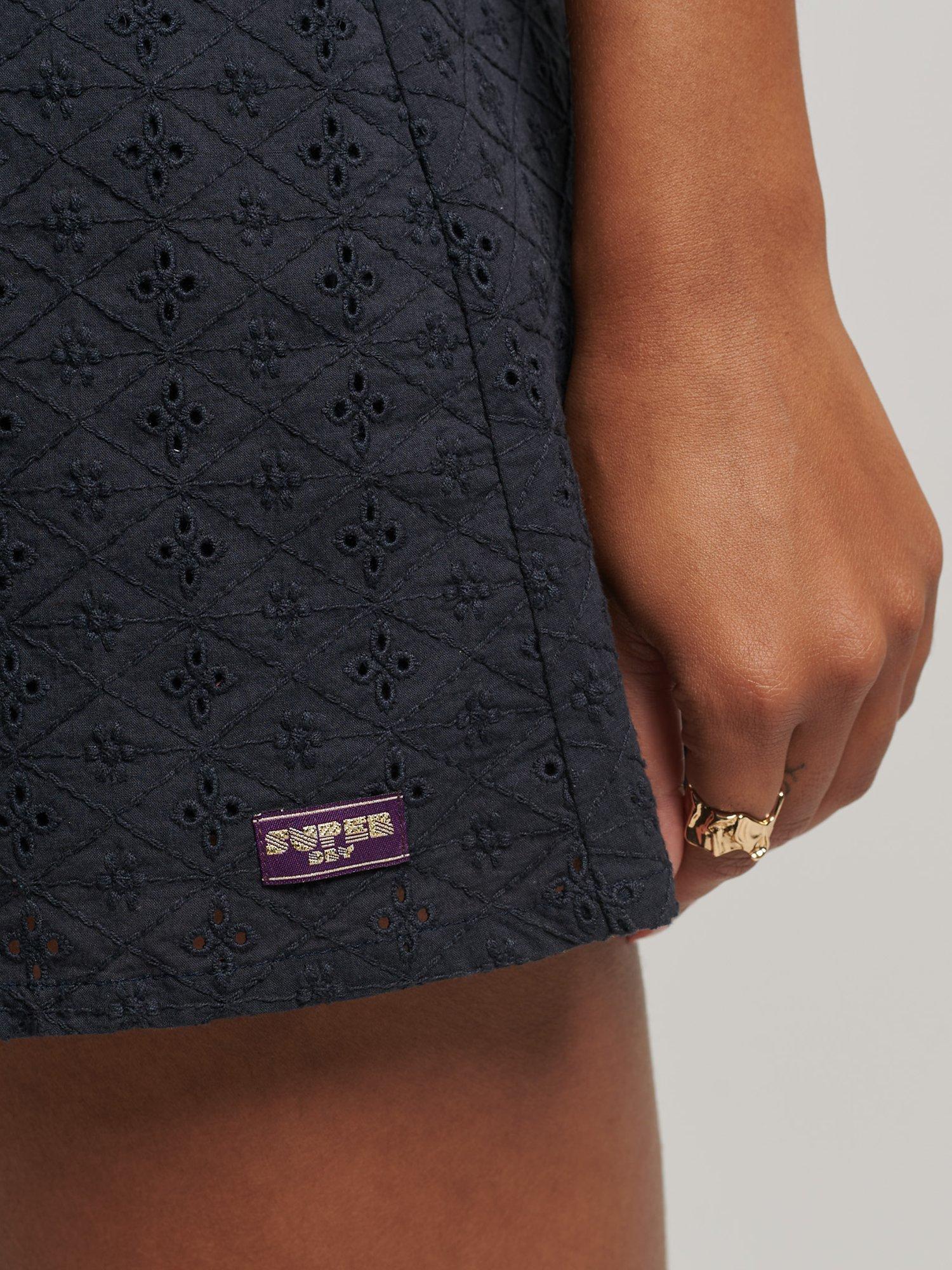 Product image 4 of 4, which shows Superdry Vintage Broderie Mini Dress, Eclipse Navy, 6
