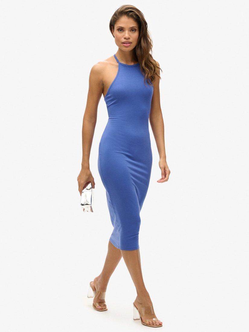 Product image 2 of 4, which shows Superdry T Back Jersey Midi Dress, Cobalt Blue, 14