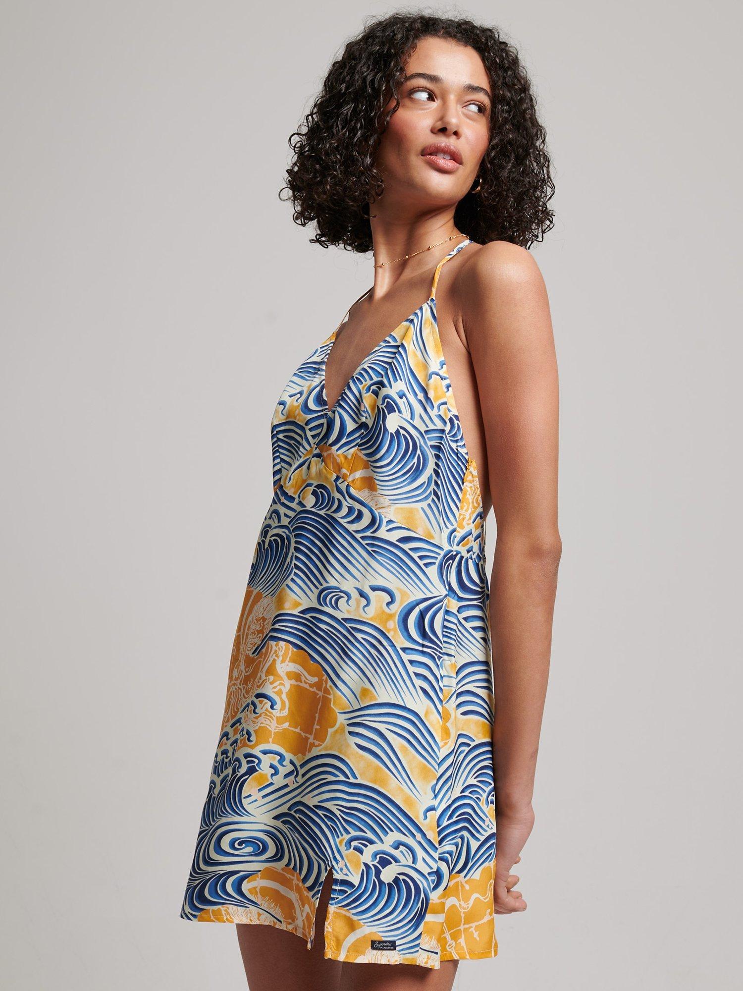 Superdry Mini Slip Halter Dress, Nimi Kam Gold