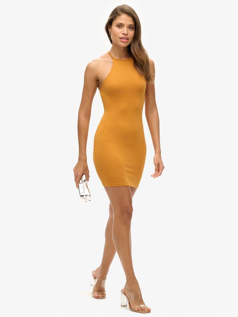 Product image 3 of 5, which shows Superdry Strappy Racer Jersey Mini Dress, Heritage Ochre, 6