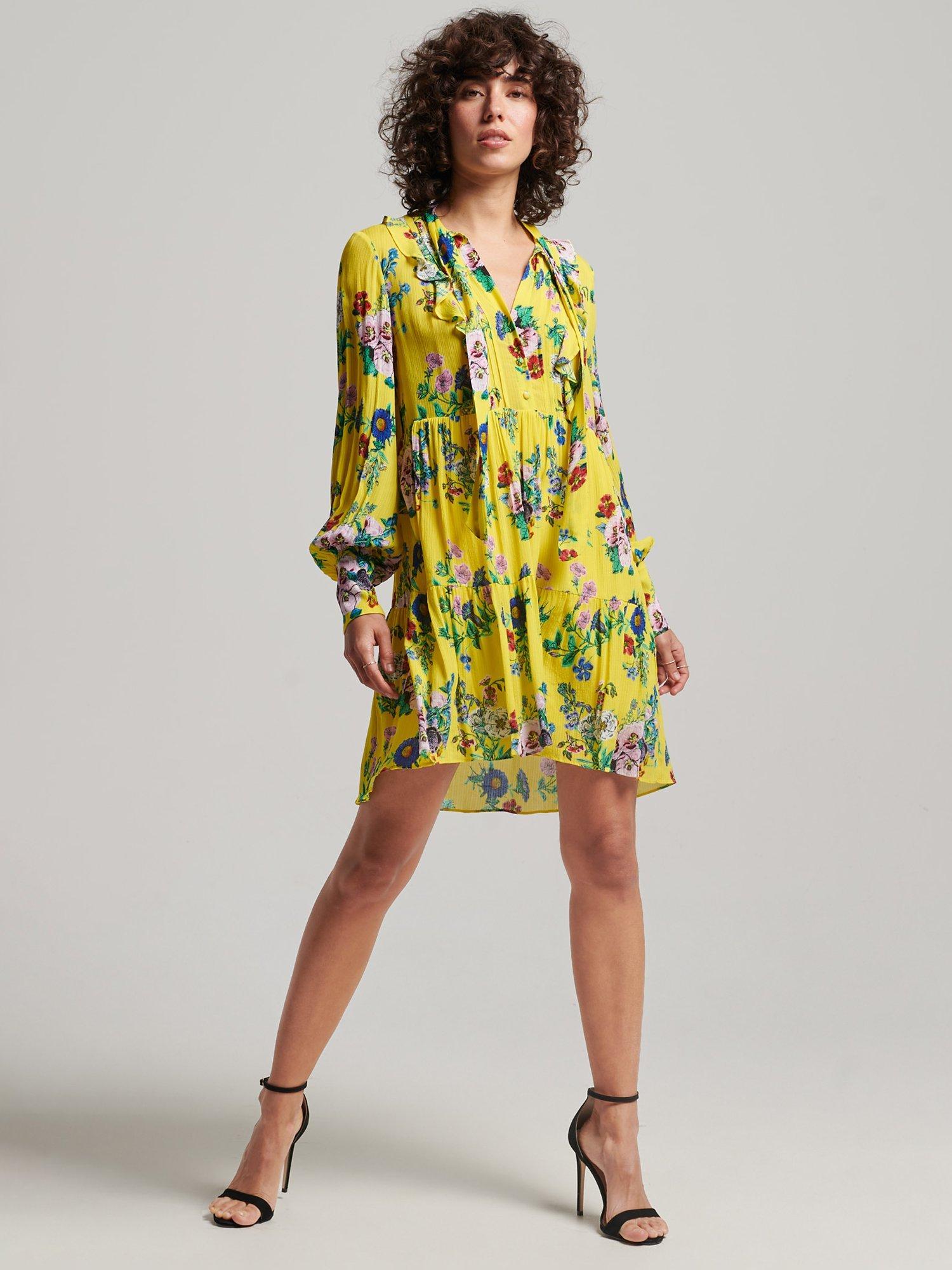Product image 2 of 6, which shows Superdry Studios Floral Dress, Floral Yellow, 6