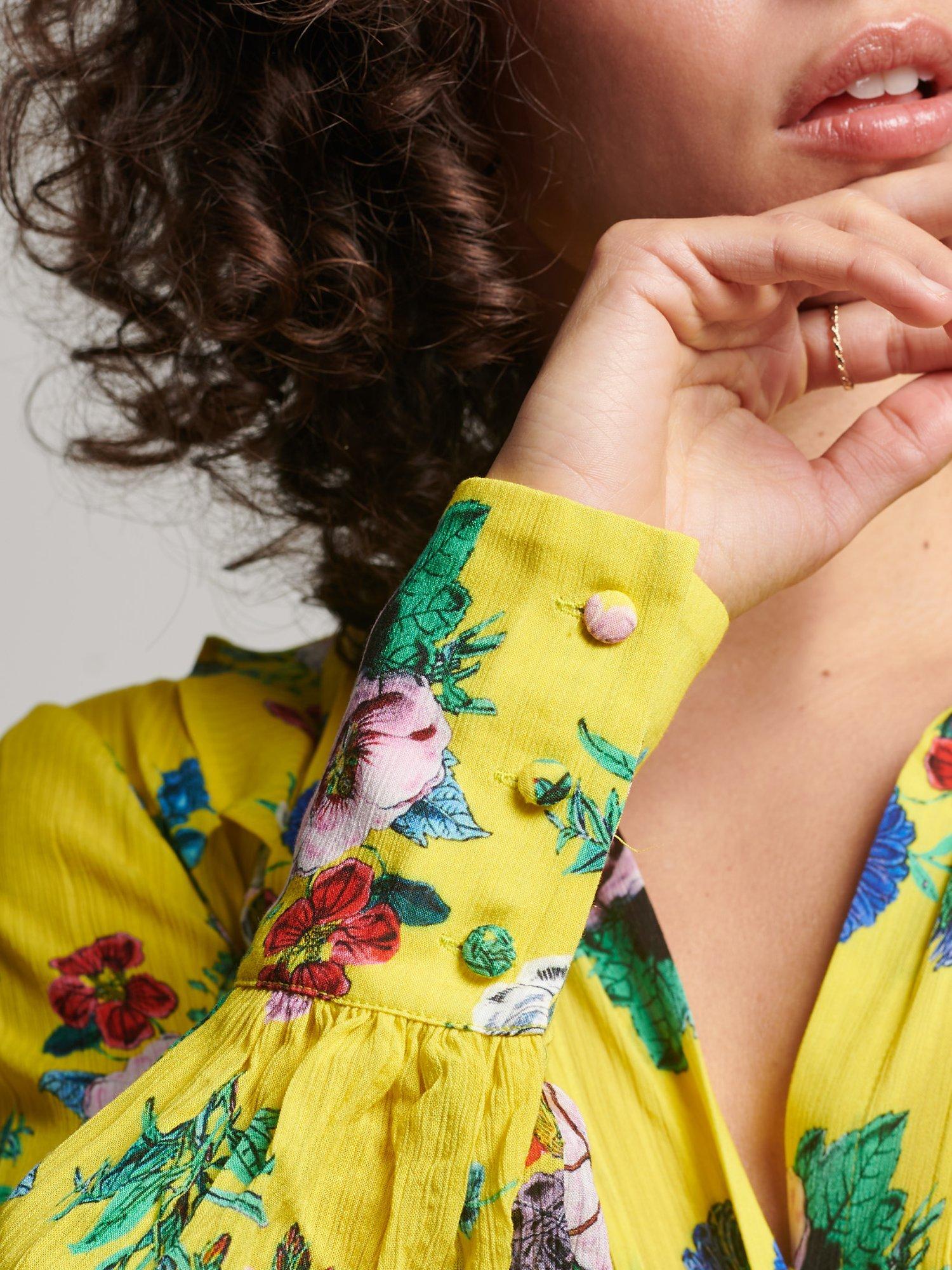 Product image 6 of 6, which shows Superdry Studios Floral Dress, Floral Yellow, 6