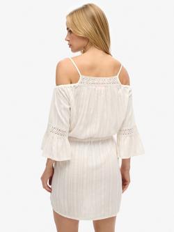 Superdry Cold Shoulder Mini Dress, Off White - view 2, Off White