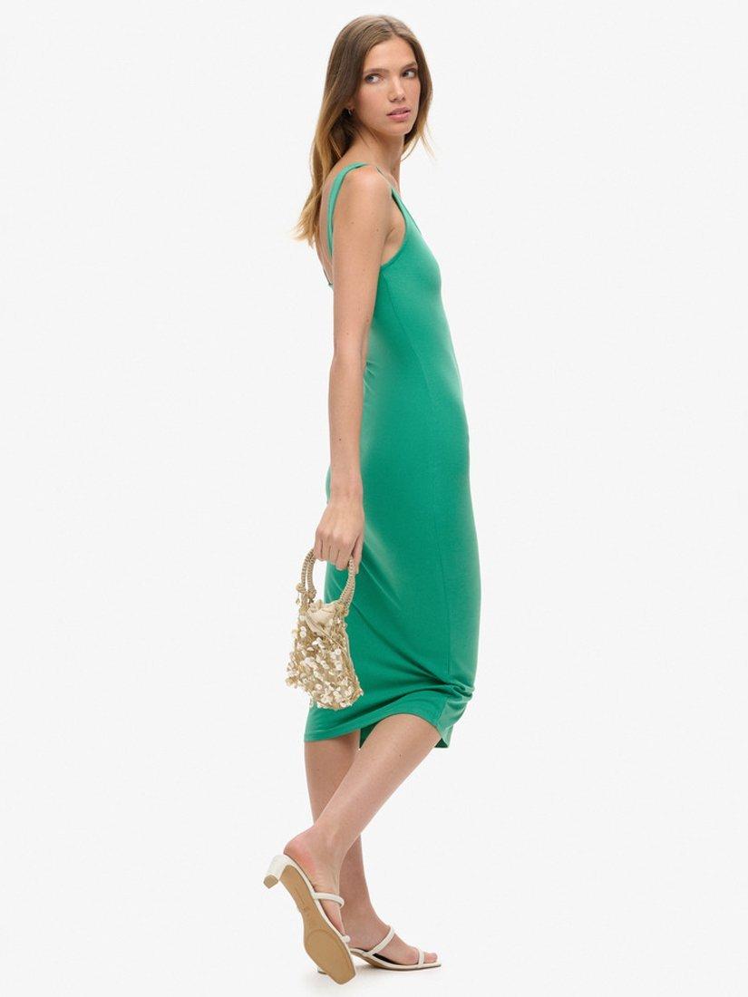 Product image 3 of 5, which shows Superdry Square Neck Jersey Midi Dress, Greenlake, 6
