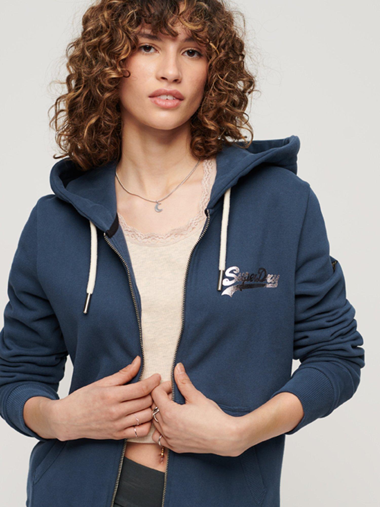 Superdry Japanese Vintage Logo Graphic Hoodie, Navy