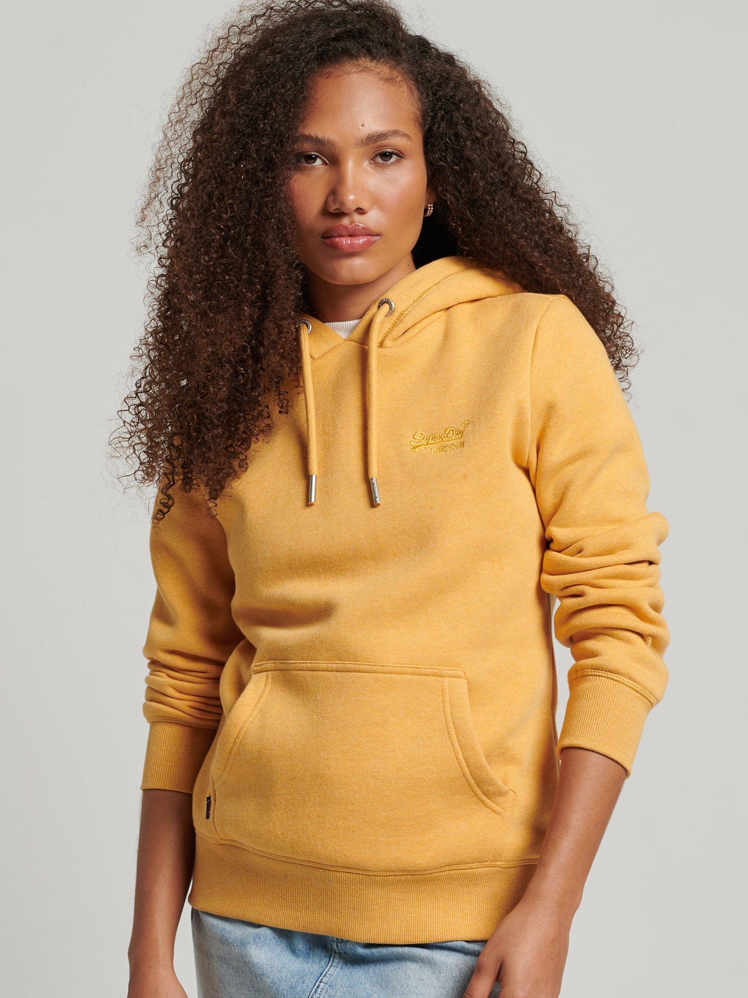 Superdry Vintage Logo Embroidered Hoodie, Ochre Marl