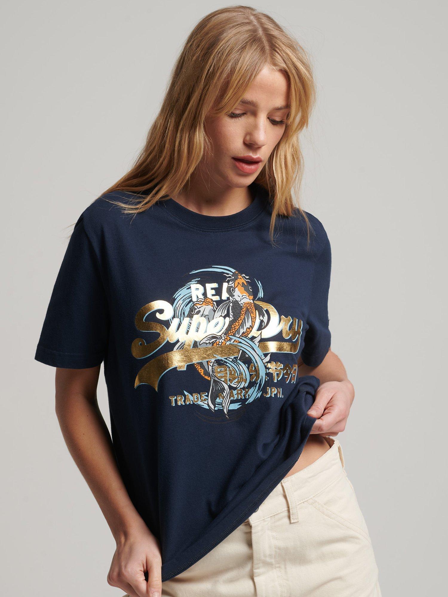 Superdry Japanese Vintage Logo Graphic T-Shirt, Navy