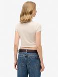 Superdry Vintage Stripe Crop T-Shirt, Oatmeal/Orange