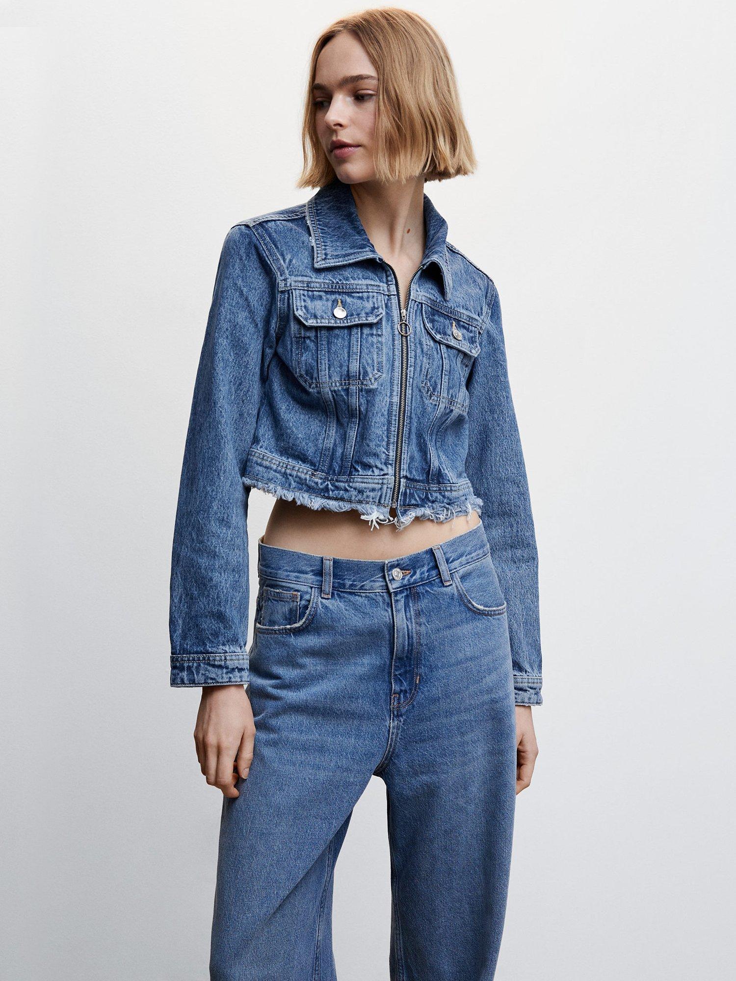 Mango Maya Denim Jacket, Open Blue