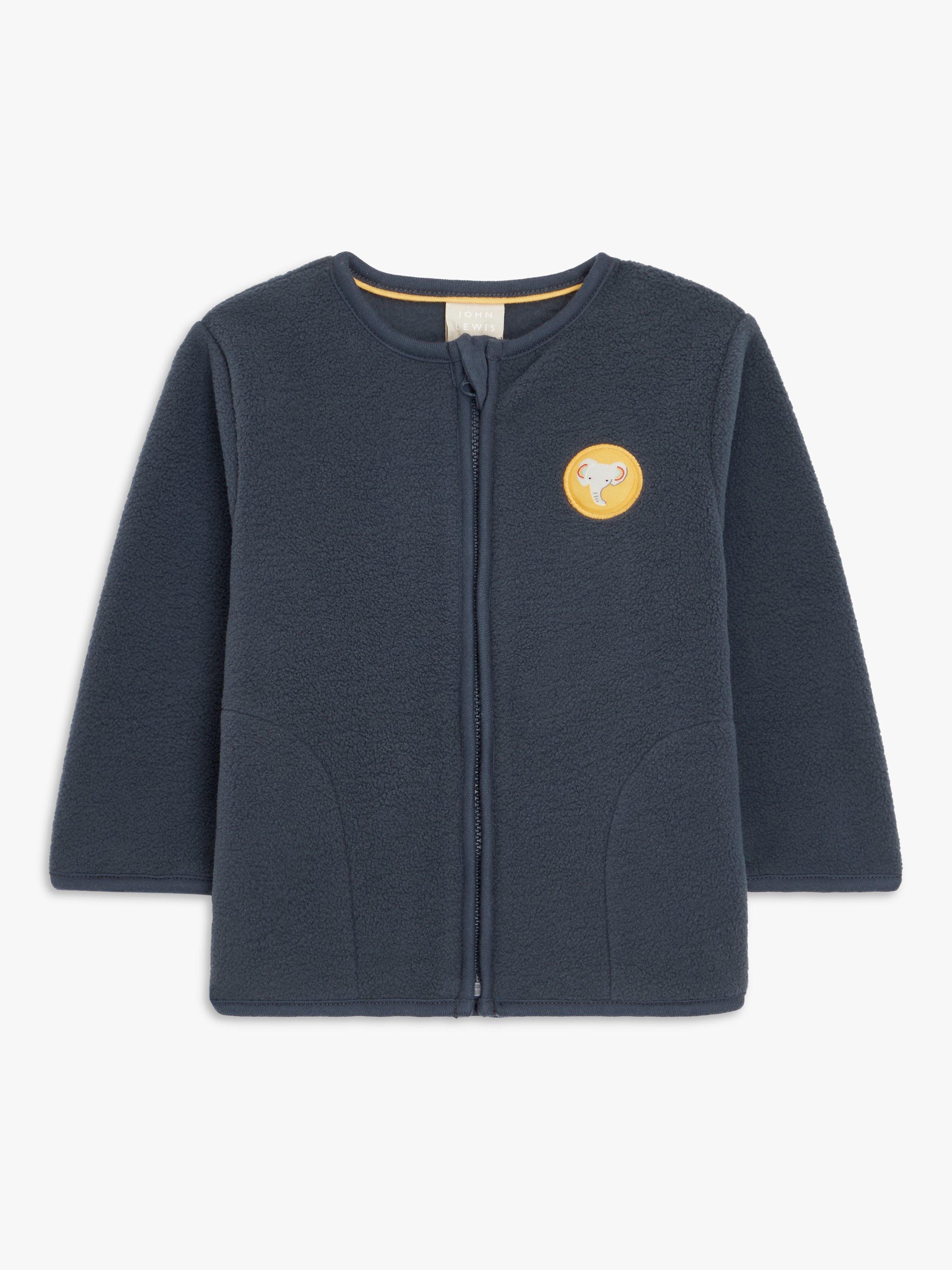 John Lewis Baby Borg Fleece Zip Through Jacket, Grey Blue