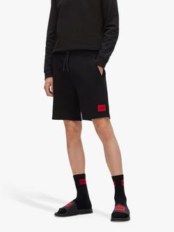 HUGO Diz Cotton Sweat Shorts, Black, Black