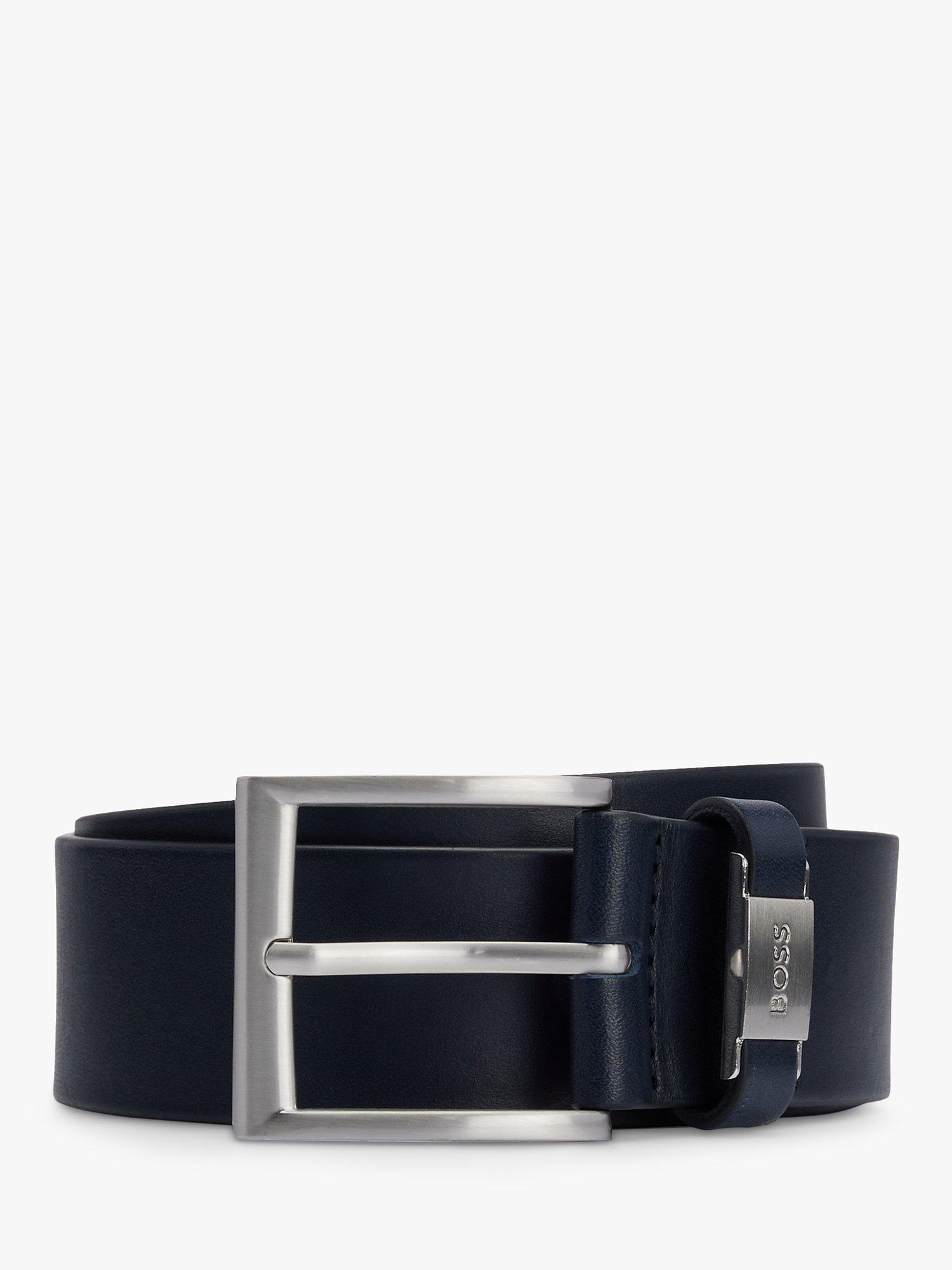 BOSS Connio Leather Belt, Dark Blue