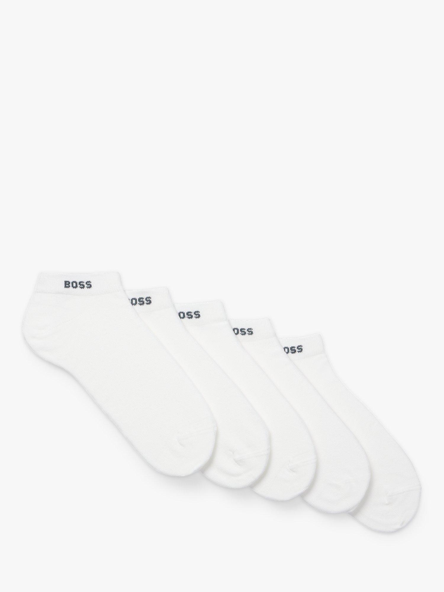 Product image 1 of 1, which shows BOSS Logo Trainer Socks, Pack of 5, White, S-M