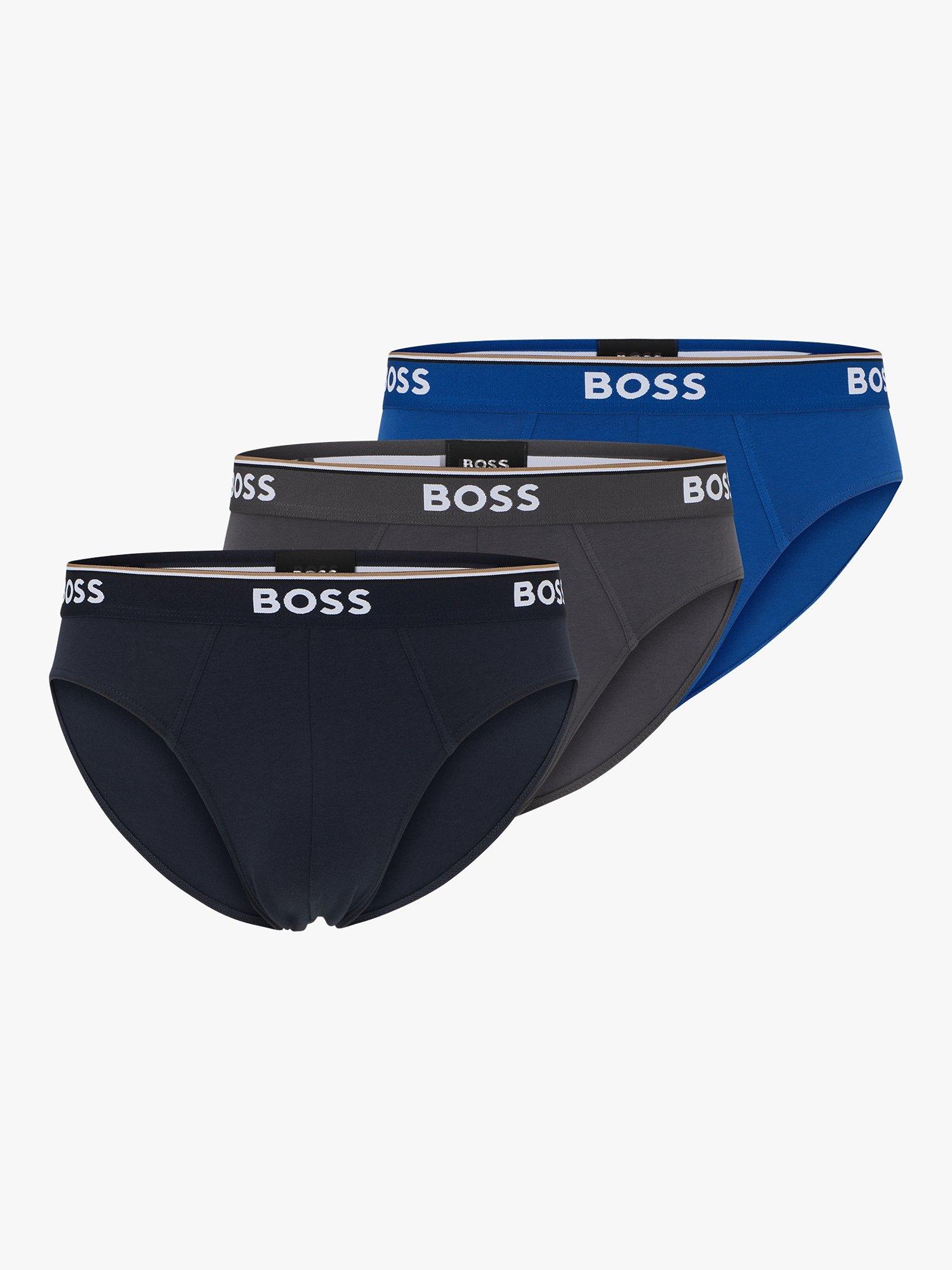 Product image 1 of 5, which shows BOSS Stretch Stretch Power Briefs, Pack of 3, Open Blue, S