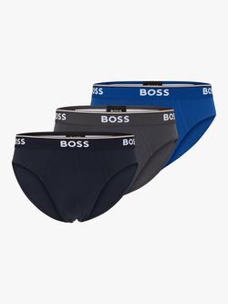 BOSS Stretch Stretch Power Briefs, Pack of 3, Open Blue