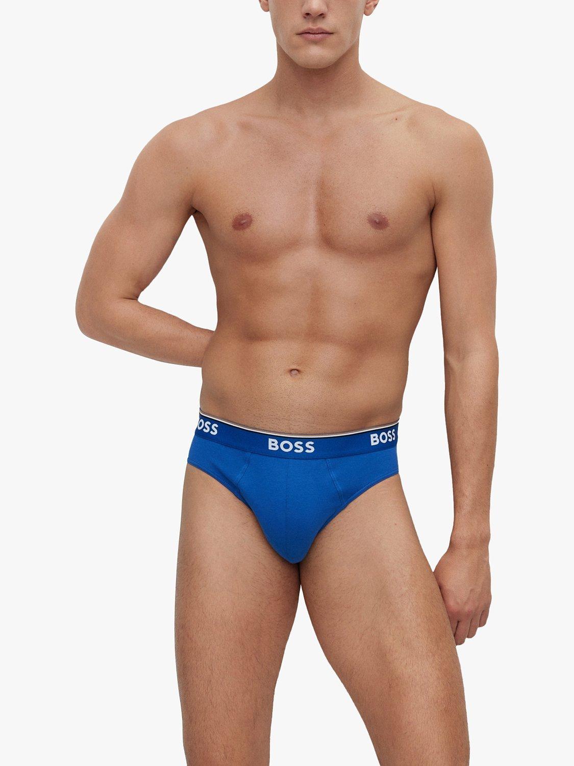Product image 4 of 5, which shows BOSS Stretch Stretch Power Briefs, Pack of 3, Open Blue, S