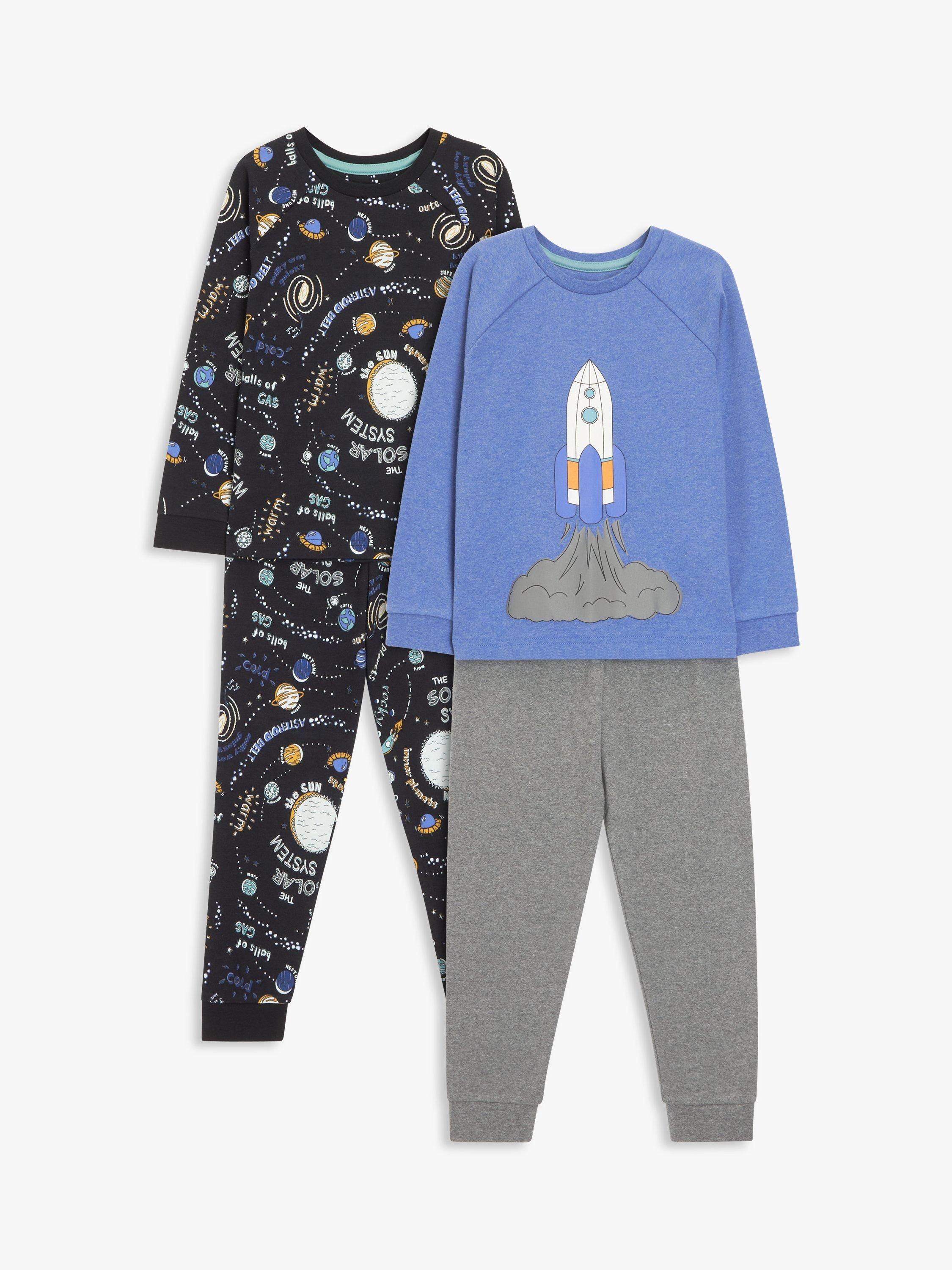 John Lewis Kids' Glow in the Dark Space Pyjama Set, Pack of 2, Multi