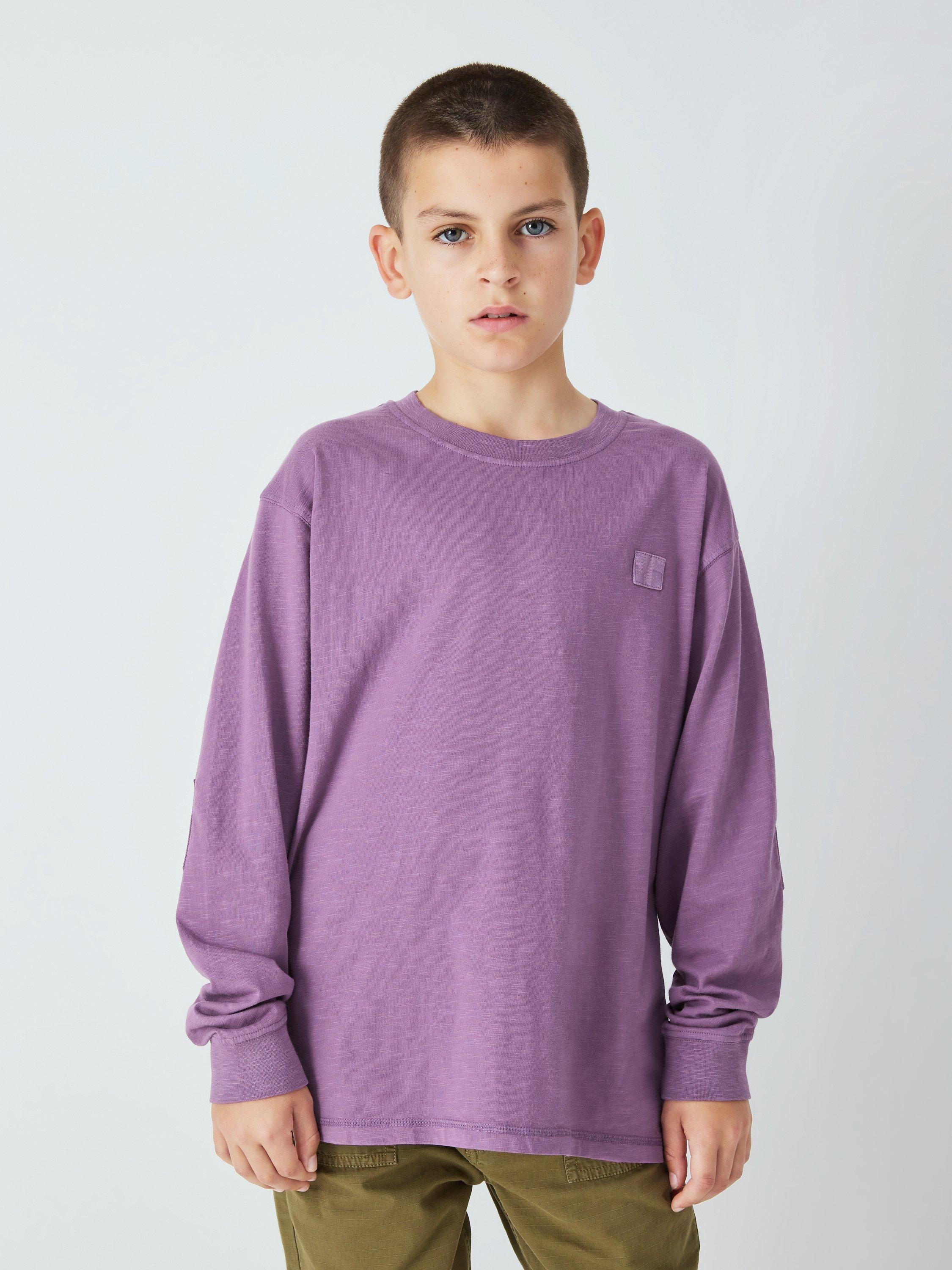John Lewis Kids' Patch Long Sleeve T-Shirt, Purple