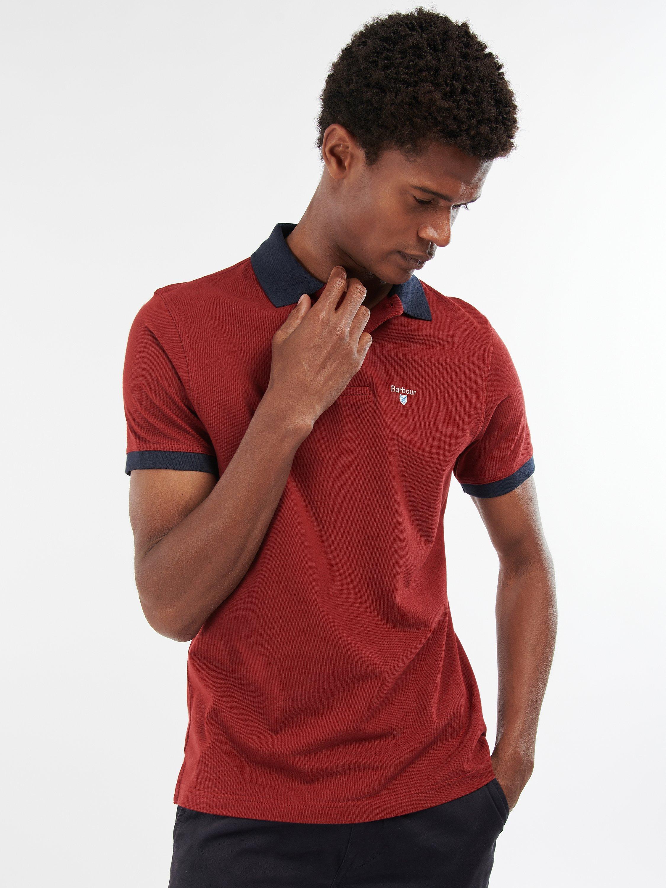 Barbour Lynton Short Sleeve Polo Top, Wine, XXXL