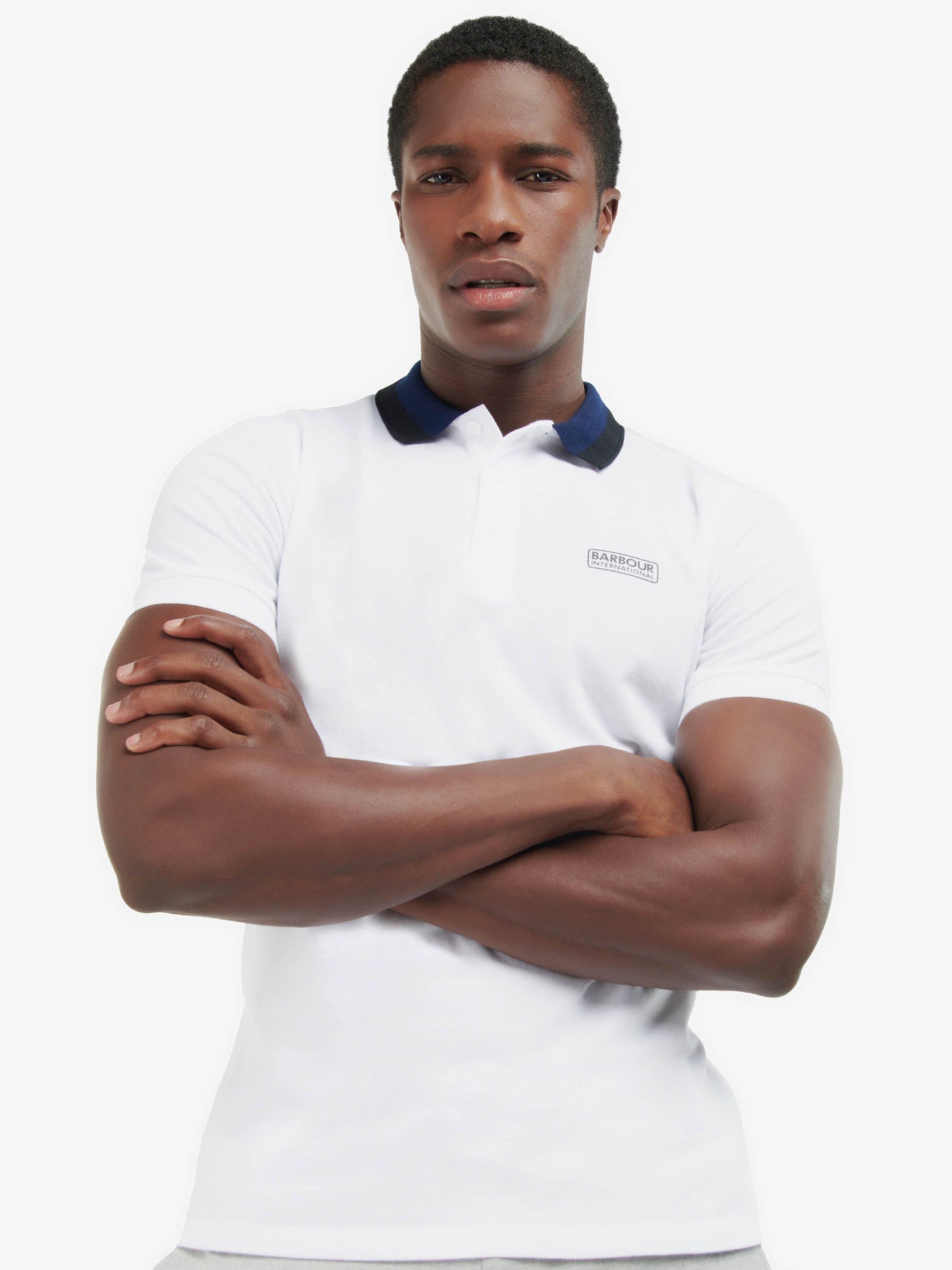 Barbour International Ampere Polo Shirt, White/Ink