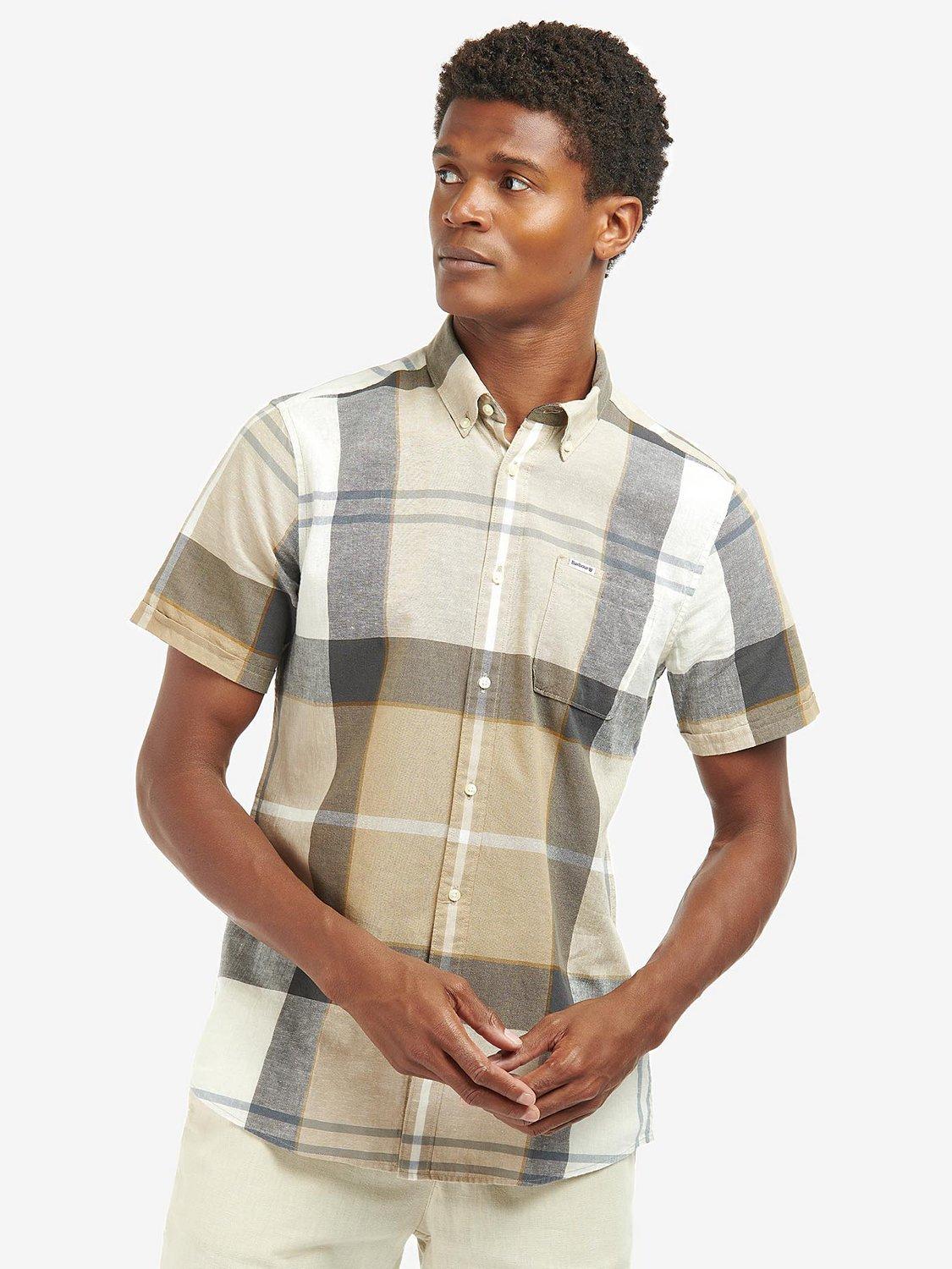 Barbour Douglas Cotton Linen Blend Tartan Shirt, Amble Sand